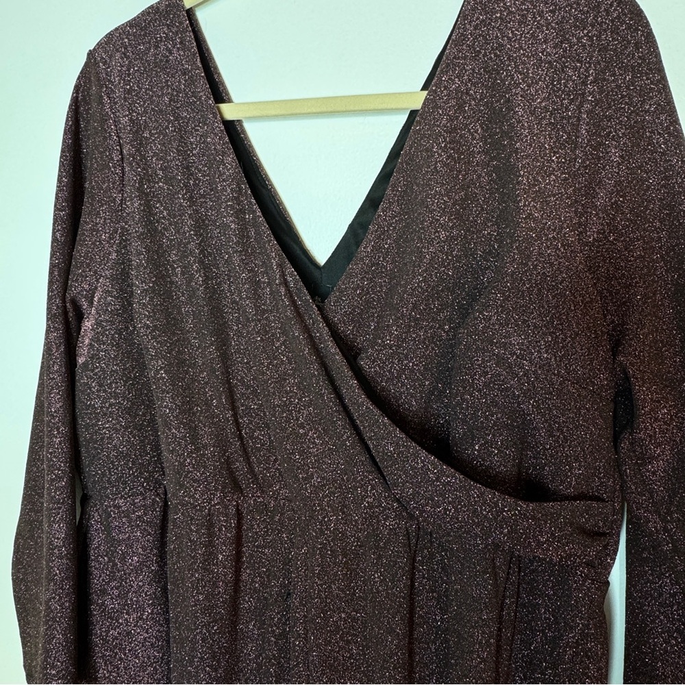 Modcloth Shine Away Sparkle Jumpsuit Au Fond Burgundy View 3